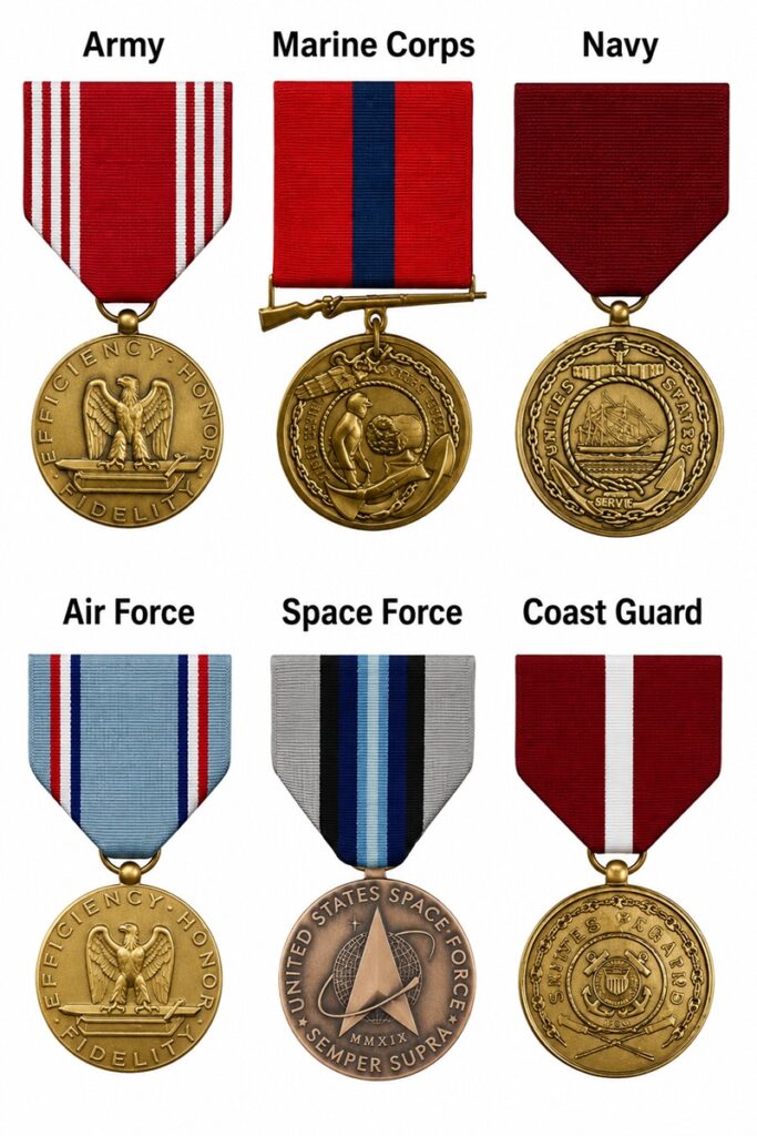 Good Conduct Medals For all Six U.S. Branches Of Services.