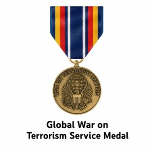 Global War on Terrorism Service Medal with official ribbon displayed on a white background.