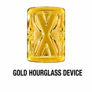 Gold hourglass device for the Armed Forces Reserve Medal indicating 30 years of qualifying Reserve service