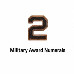 Bronze Military Award Numerals device with the number 2, used on U.S. military ribbons and medals to denote multiple awards, on a white background.